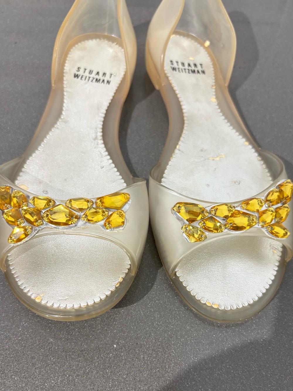 Stuart Weitzman crystal jelly flat sandals